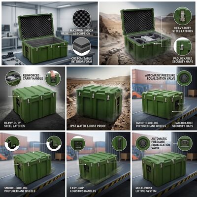 IP67 آبپاشی جعبه ابزار Rotomolded EPDM مهر و موم گاسکت LLDPE تجهیزات قابل حمل ذخیره سازی برای خدمات ساحلی دریایی