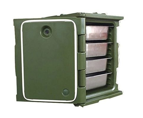 حمل‌کنندهٔ ظرف غذای عایق‌بندی‌شده آبی با دسته‌های نایلونی