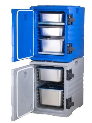 حمل‌کنندهٔ ظرف غذای عایق‌بندی‌شده آبی با دسته‌های نایلونی