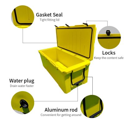 جعبه خنک کننده بزرگ 240QT با قالب‌گیری چرخشی - صندوق یخچالی سنگین برای فضای باز برای ماهیگیری و مسافرت