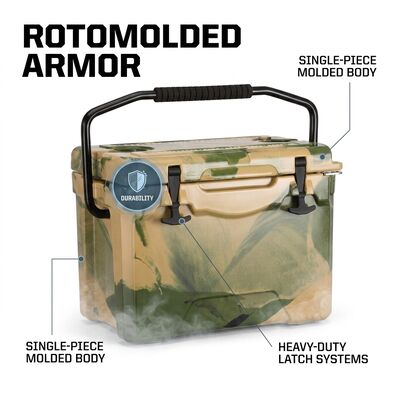 جعبه خنک کننده 28L Rotomolded جعبه خنک کننده یخچال در فضای باز درجه غذایی LLDPE کمپینگ ماهیگیری
