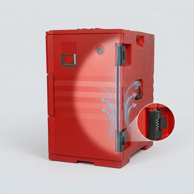 Food Pan Warmer Cooler 90L Insulated Hot Cold Holding Carrier Cabinet PE Rotomolded Casters 635x460x640mm